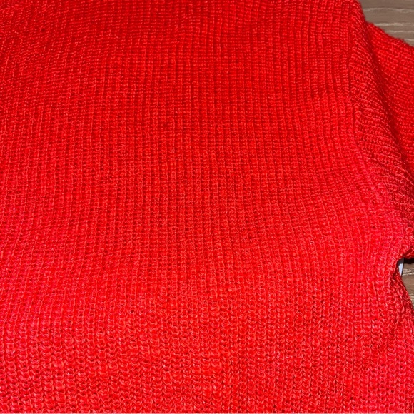 Eileen Fisher Short Sleeve Orange Organic Cotton Linen Sweater Loose Fit Boxy - Picture 8 of 8